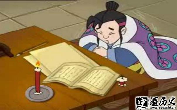 宋濂小时候在寒冬中裹着被子学习