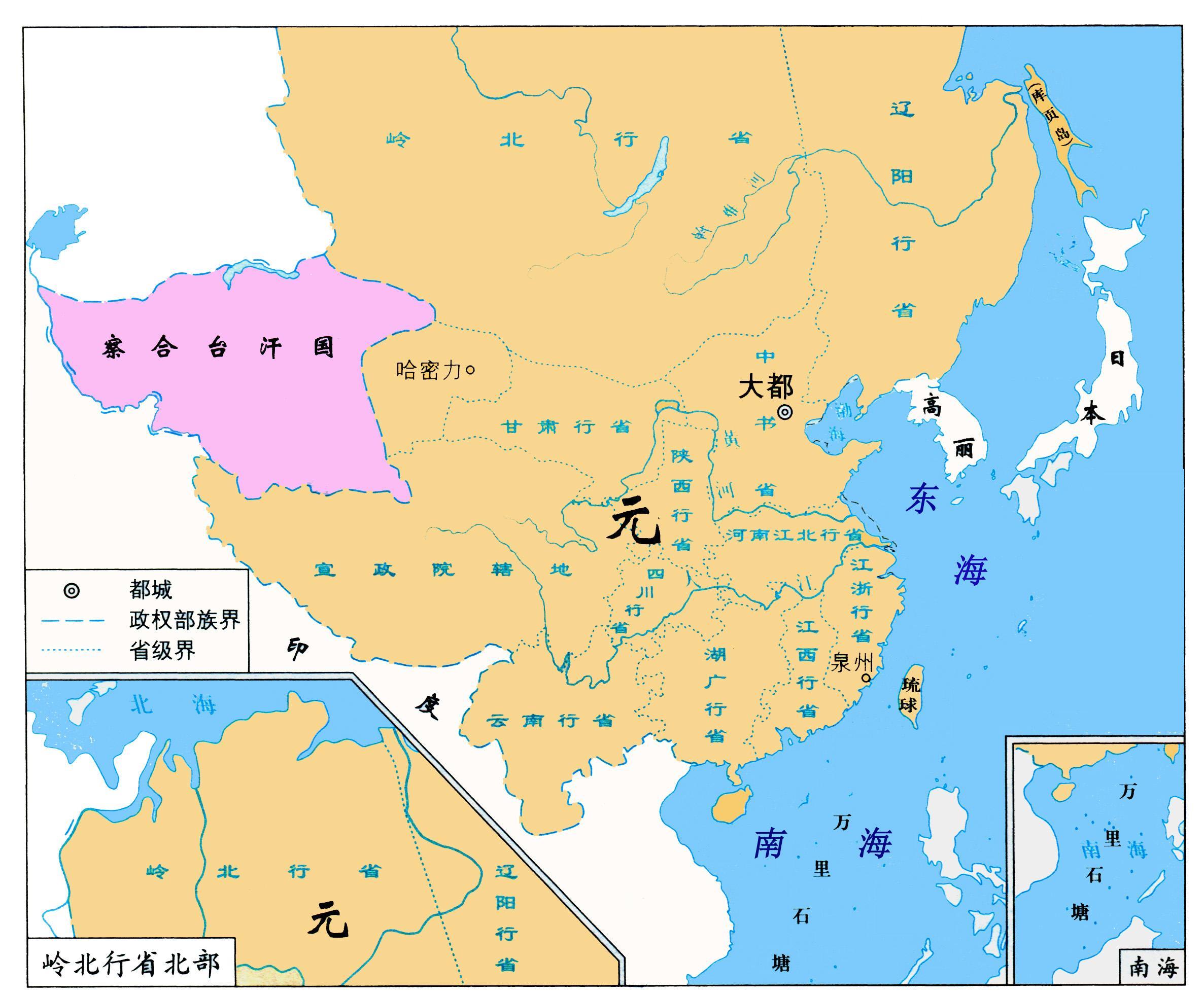 元朝全盛时期疆域图高清，当时面积具体多少平方公里？
