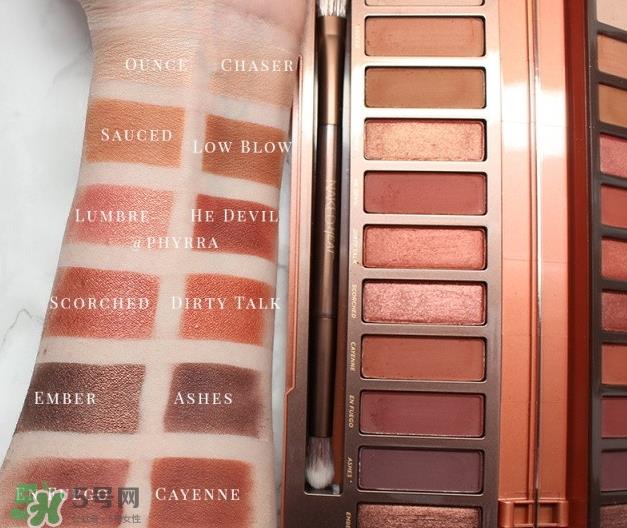urban decay naked heat眼影盘色号_试色图