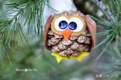 ​DIY儿童创意松果工艺品，装饰孩子的童年