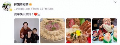 ​保剑锋携8岁儿子为妻庆生，一家三口超幸福，55岁何珈好撞脸高叶