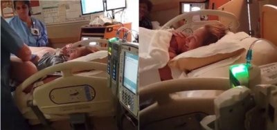 ​美国女子产房生孩子 丈夫开直播记录妻子生产过程